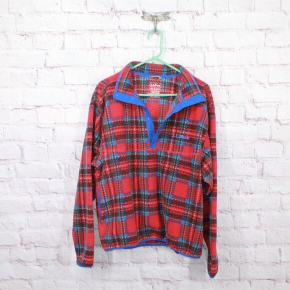 LL Bean Snap T Fleece Sweater Pullover Colorful Print Women's L Men's M - Picture 9 of 10